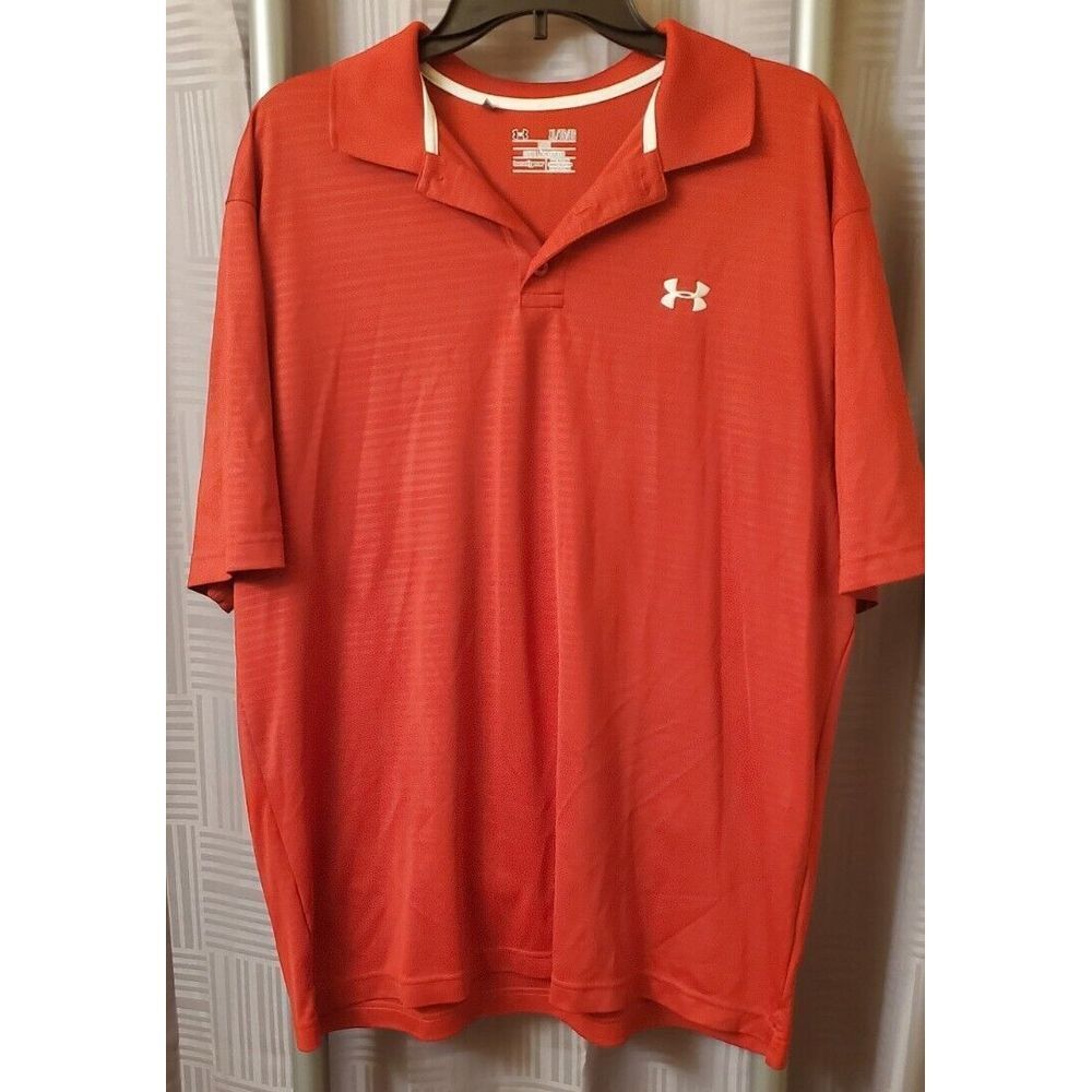 Under Armour Heatgear Mens XL Loose Polo Red Blue Stretch‎